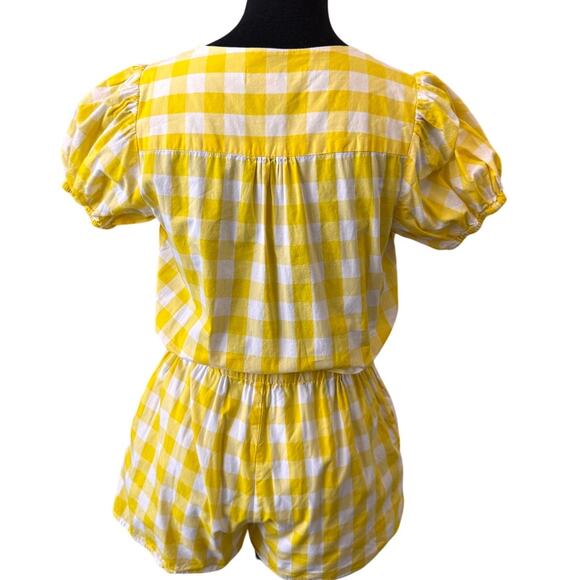 Color Me Courtney X RTR Yellow White Gingham Check One-Piece Romper Size 2 - Picture 6 of 7